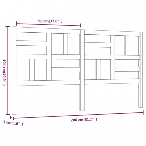 Tête de lit Blanc 206x4x104 cm Bois massif de pin