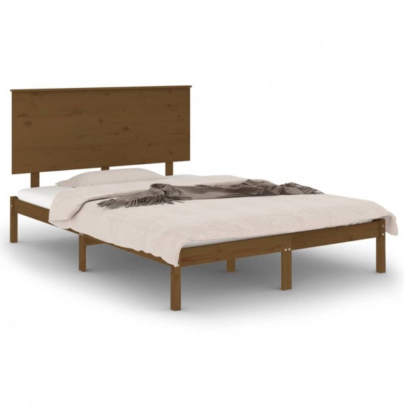 Cadre de lit Marron miel Bois massif 135x190 cm Double