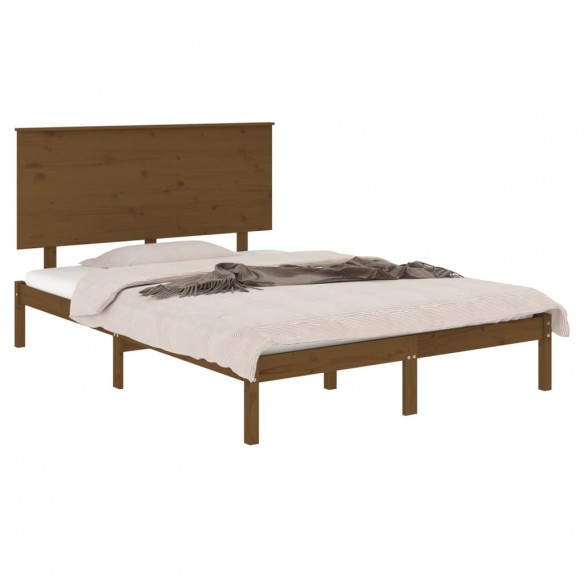 Cadre de lit Marron miel Bois massif 135x190 cm Double