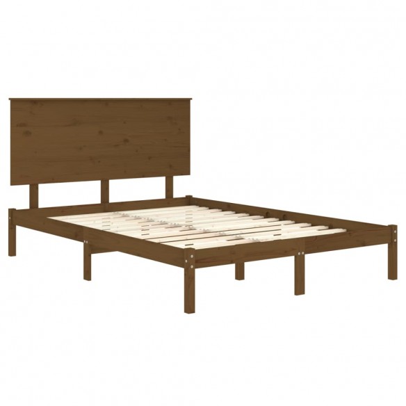 Cadre de lit Marron miel Bois massif 135x190 cm Double