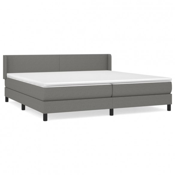 Cadre de lit avec matelas Gris foncé 200x200cm Tissu