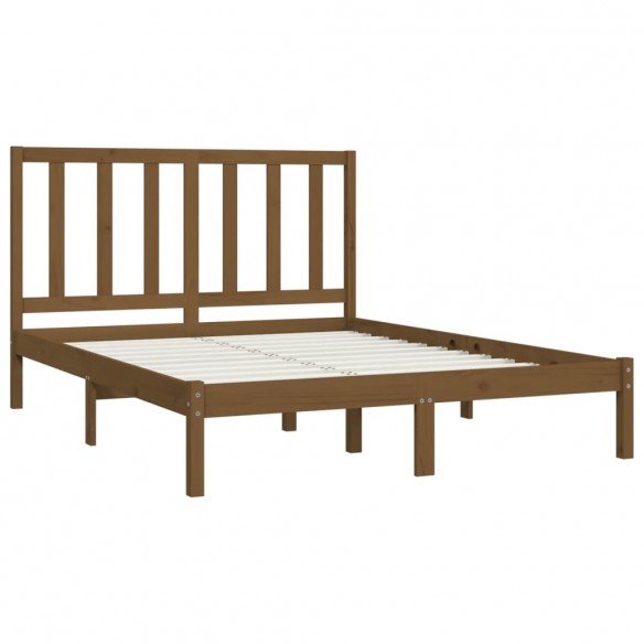 Cadre de lit Marron miel Bois de pin massif 135x190 cm Double