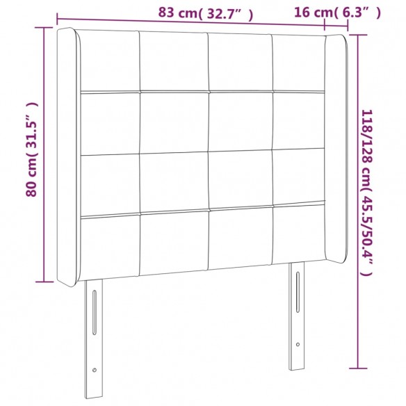 Tête de lit à LED Gris foncé 83x16x118/128 cm Velours