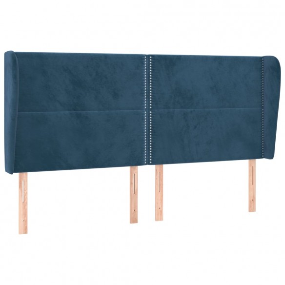 Tête de lit avec oreilles Bleu foncé 203x23x118/128 cm Velours