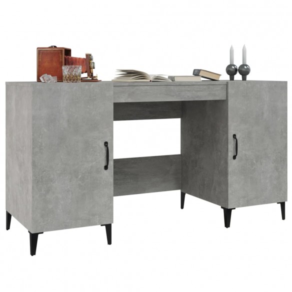 Bureau Gris béton 140x50x75 cm Bois d'ingénierie