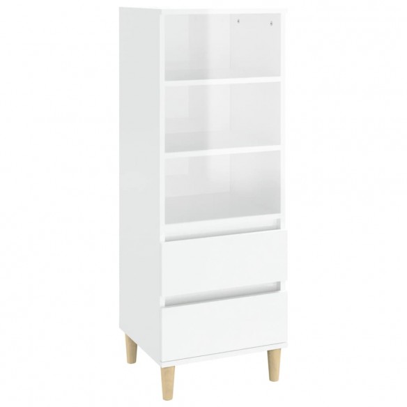 Buffet haut Blanc brillant 40x36x110 cm Bois d'ingénierie