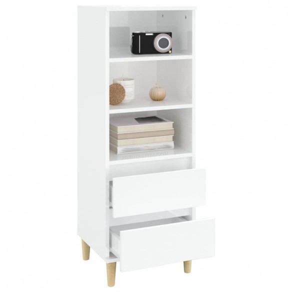 Buffet haut Blanc brillant 40x36x110 cm Bois d'ingénierie