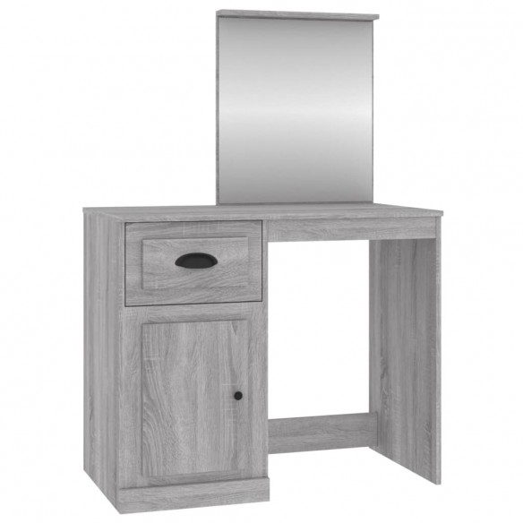 Coiffeuse avec miroir sonoma gris 90x50x132,5cm bois ingénierie