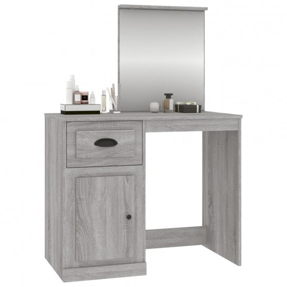 Coiffeuse avec miroir sonoma gris 90x50x132,5cm bois ingénierie