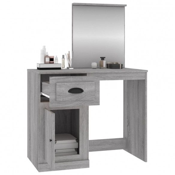 Coiffeuse avec miroir sonoma gris 90x50x132,5cm bois ingénierie