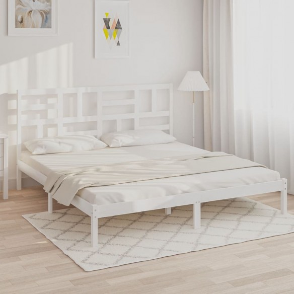 Cadre de lit Blanc Bois massif 200x200 cm