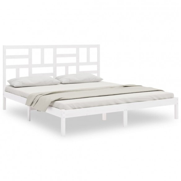 Cadre de lit Blanc Bois massif 200x200 cm