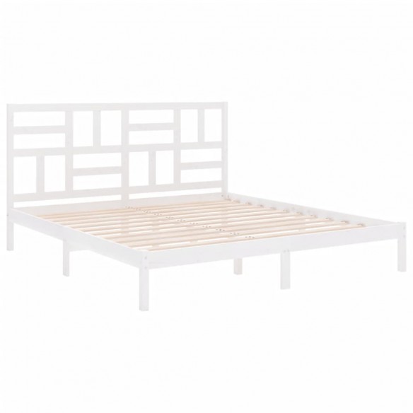 Cadre de lit Blanc Bois massif 200x200 cm