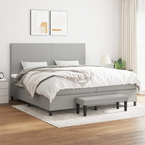 Cadre de lit avec matelas Gris clair 200x200cm Tissu