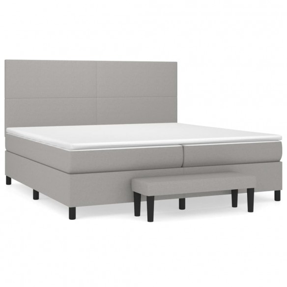 Cadre de lit avec matelas Gris clair 200x200cm Tissu