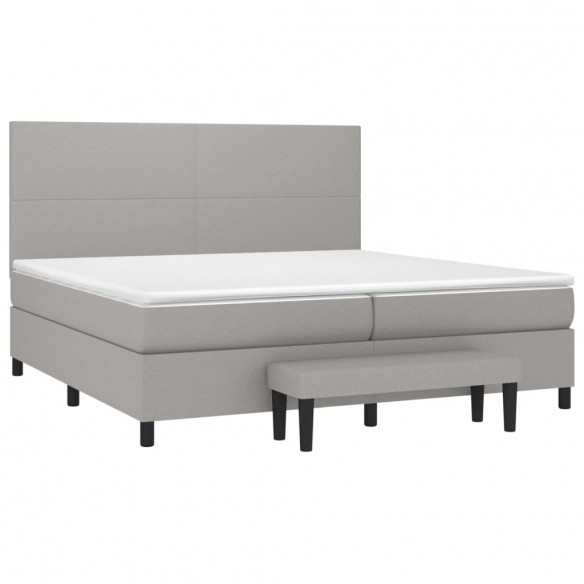 Cadre de lit avec matelas Gris clair 200x200cm Tissu