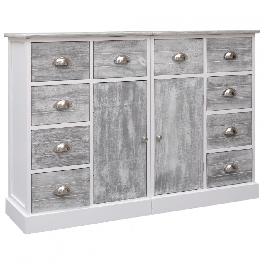 Buffet avec 10 tiroirs Gris 113x30x79 cm Bois