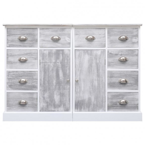 Buffet avec 10 tiroirs Gris 113x30x79 cm Bois