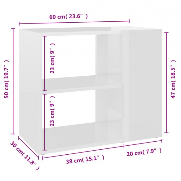 Armoire latérale Blanc brillant 60x30x50 cm Aggloméré