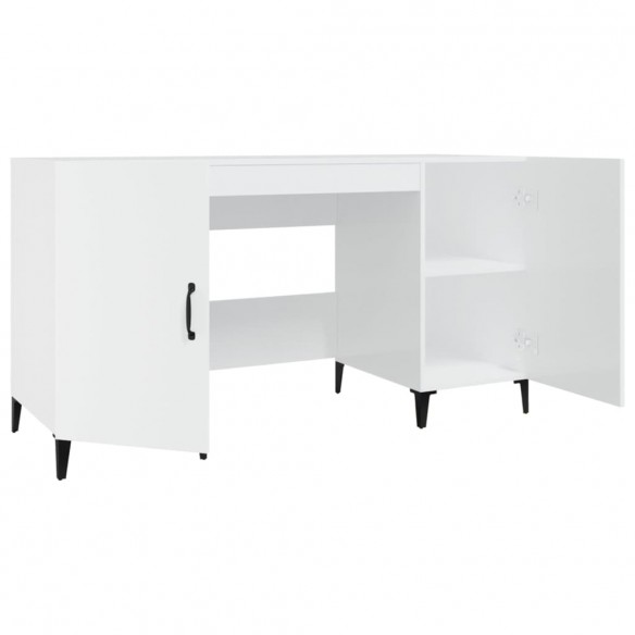 Bureau Blanc brillant 140x50x75 cm Bois d'ingénierie