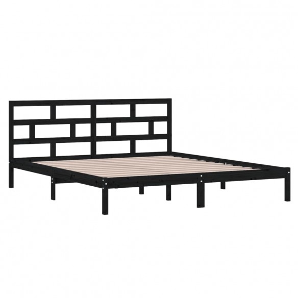 Cadre de lit Noir Bois massif 135x190 cm Double