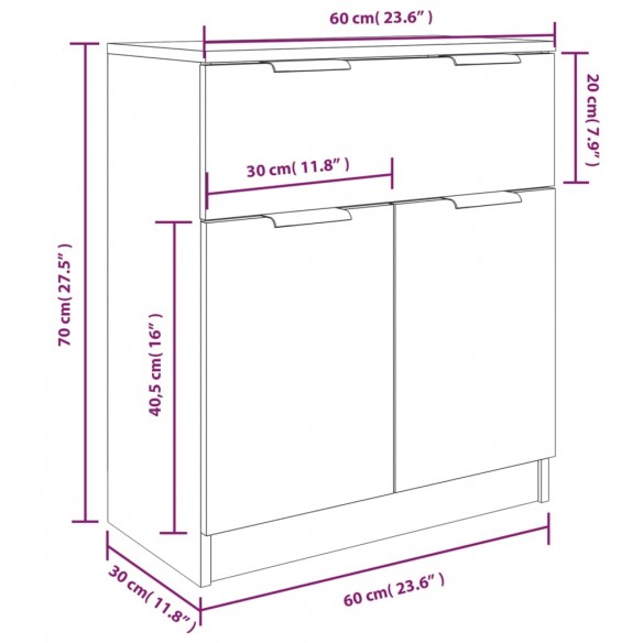 Buffets 3 pcs Chêne fumé Bois d'ingénierie