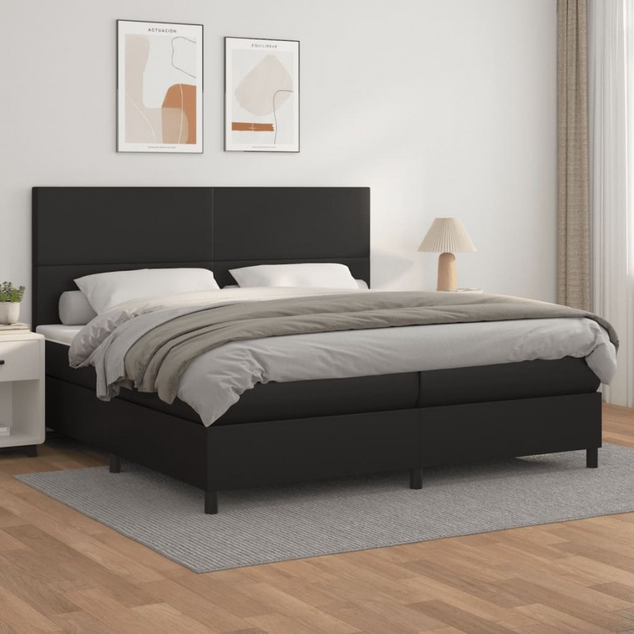 Cadre de lit avec matelas Noir 200x200 cm Similicuir