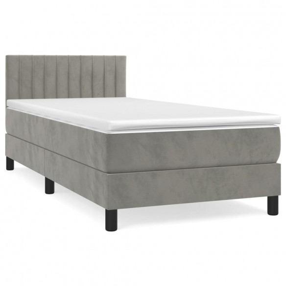 Cadre de lit et matelas Gris clair 80x200 cm Velours