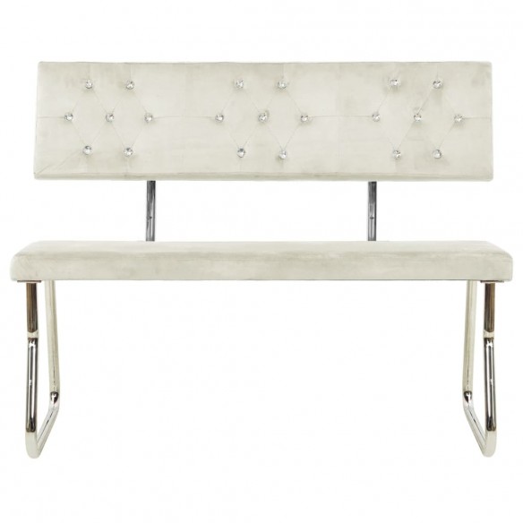 Banc 110 cm Blanc crème Velours