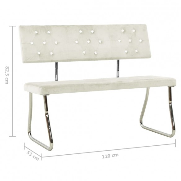 Banc 110 cm Blanc crème Velours