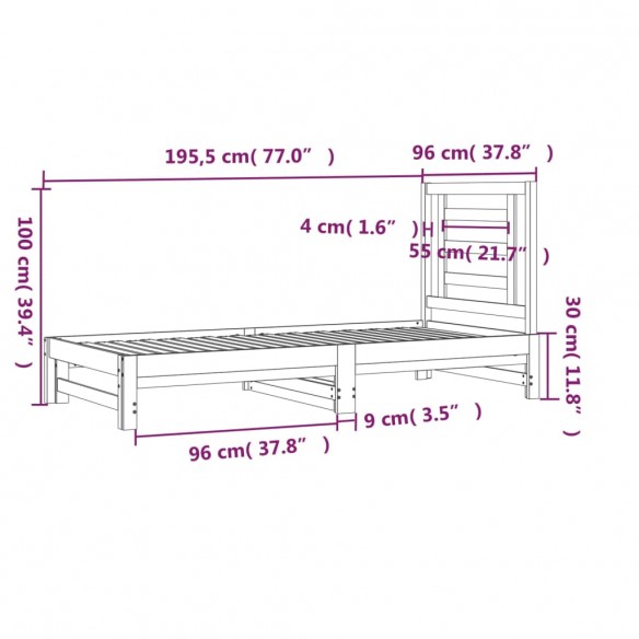 Lit coulissant 2x(90x190) cm Bois de pin massif