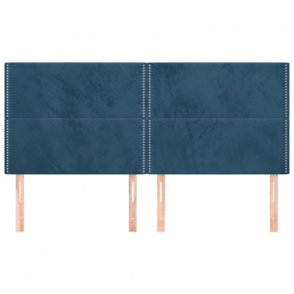 Têtes de lit 4 pcs Bleu foncé 100x5x78/88 cm Velours