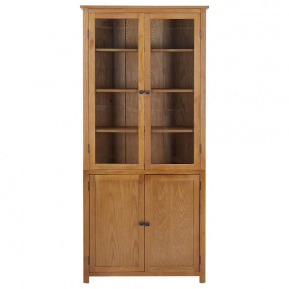 Bibliothèque avec 4 portes 90x35x200 cm Bois de chêne et verre