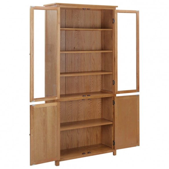 Bibliothèque avec 4 portes 90x35x200 cm Bois de chêne et verre