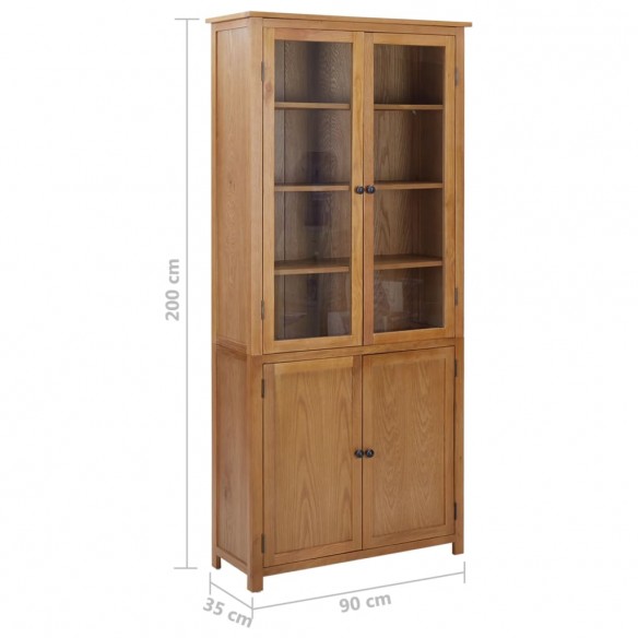 Bibliothèque avec 4 portes 90x35x200 cm Bois de chêne et verre