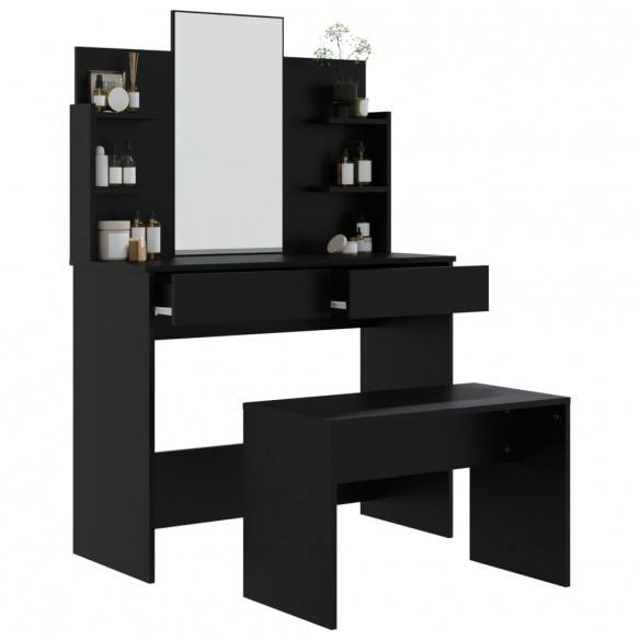 Ensemble de coiffeuse noir 96x40x142 cm