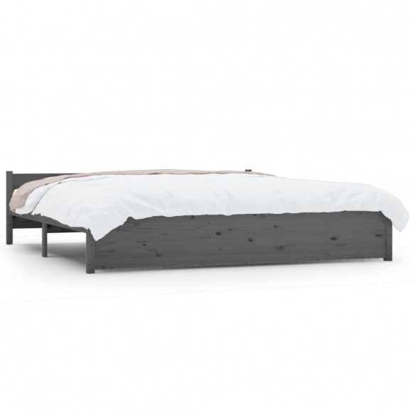 Cadre de lit Gris Bois massif 180x200 cm Super King