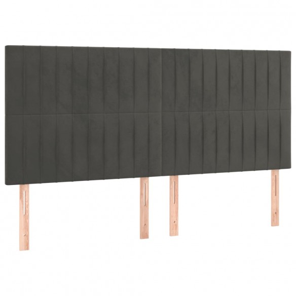 Tête de lit à LED Gris foncé 200x5x118/128 cm Velours