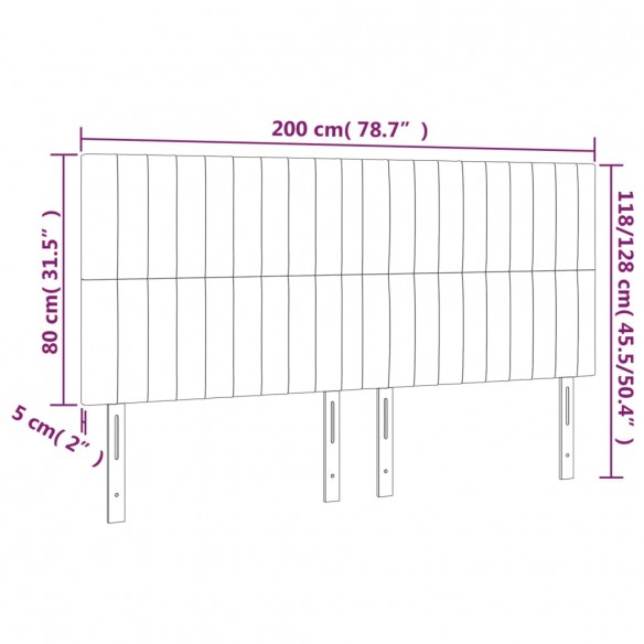 Tête de lit à LED Gris foncé 200x5x118/128 cm Velours