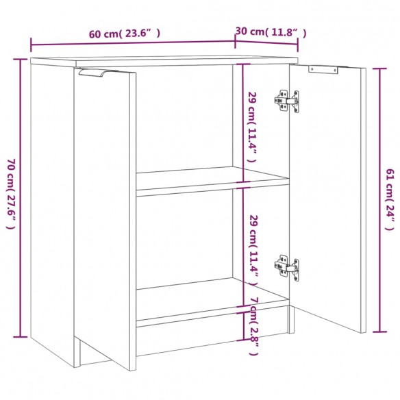 Buffets 2 pcs Blanc 60x30x70 cm Bois d'ingénierie