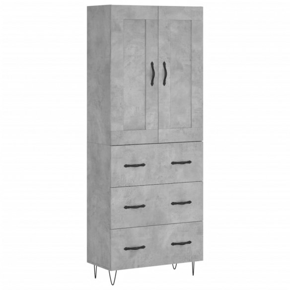 Buffet haut Gris béton 69,5x34x180 cm Bois d'ingénierie