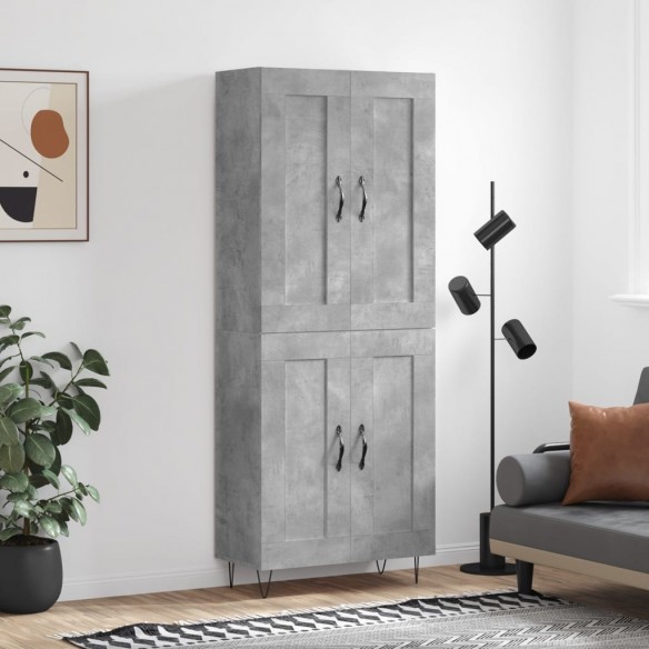 Buffet haut Gris béton 69,5x34x180 cm Bois d'ingénierie