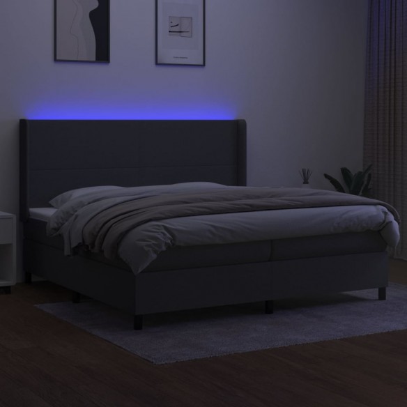 Cadre de lit matelas LED Gris foncé 200x200 cm Tissu