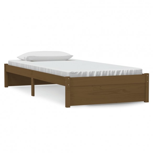 Cadre de lit Marron miel Bois massif 90x190 cm Simple