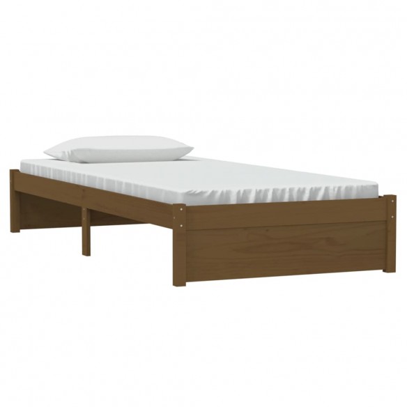 Cadre de lit Marron miel Bois massif 90x190 cm Simple