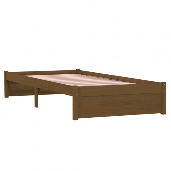 Cadre de lit Marron miel Bois massif 90x190 cm Simple