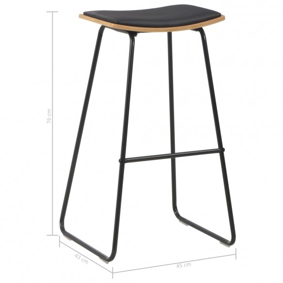 Tabourets de bar lot de 2 noir similicuir