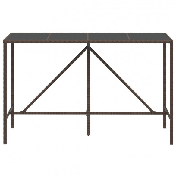 Table de bar et dessus en verre marron 180x70x110 cm poly rotin