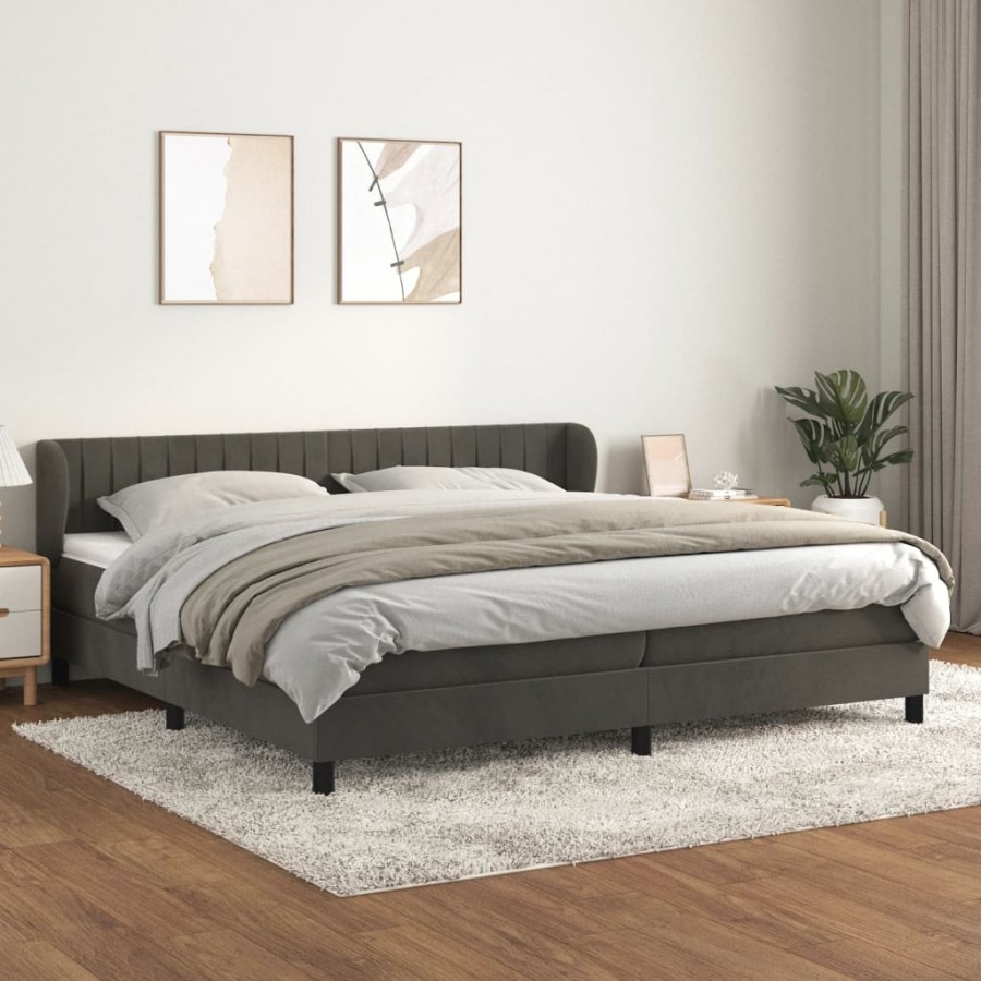 Cadre de lit et matelas Gris foncé 200x200cm Velours