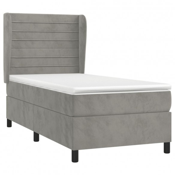 Cadre de lit et matelas Gris clair 80x200 cm Velours